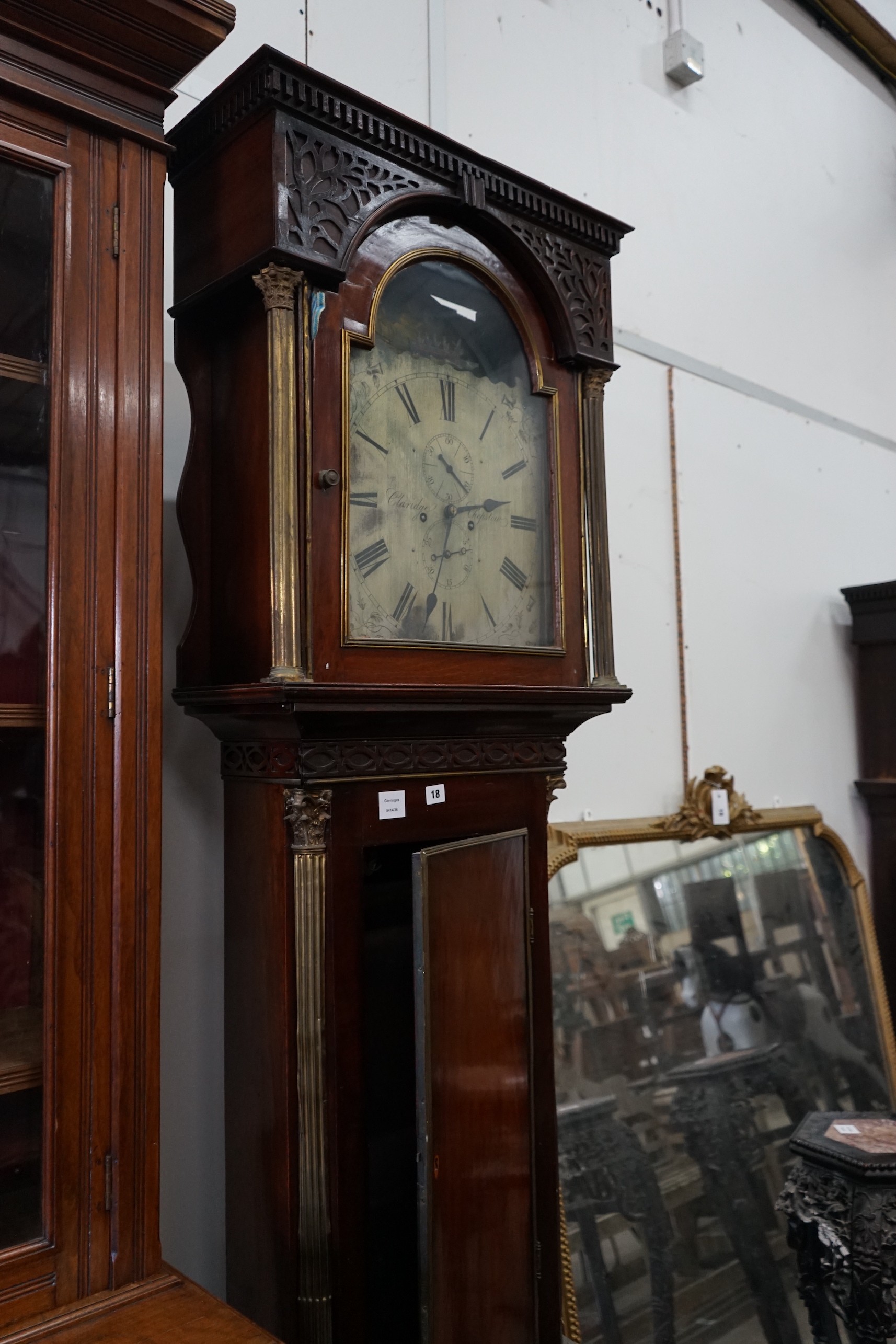 A George IV eight day longcase clock, marked Claridge of Chepstow, height 228cm